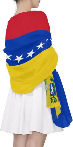Vista 4 de Ethel Ernest Bandera de Venezuela bufanda de seda ligera chal suave bufandas largas