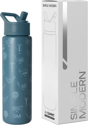 Vista 109 de Simple Modern botella de agua con tapa con pajita, termo de acero inoxidable con aislamiento al vacío, reutilizable, sin BPA, sin fugas
