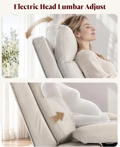 Vista 7 de HOPUBUY Silla reclinable mecedora eléctrica con reposabrazos ajustable