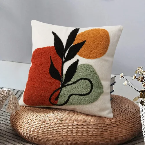 Vista 19 de Merrycolor Fundas de almohada abstractas de estilo bohemio coloridas con líneas de cara de mujer, lindas fundas de almohada estéticas de mediados