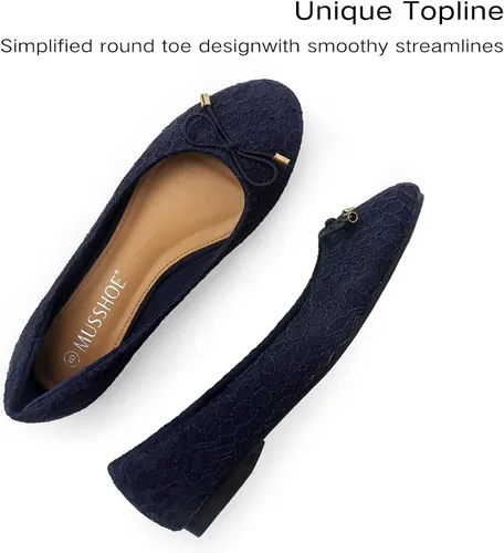 Vista 3 de MUSSHOE Zapatos planos cómodos con lazo y encaje transpirable para mujer