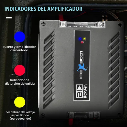 Vista 3 de Banda Ice X 3001-1 Canal 3000 Watts RMS 1 Ohm Amplificador para Coche