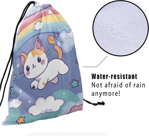 Vista 60 de Bolsa de agarre de gimnasia de piel de animal, bolsa de gimnasia con cordón ajustable, bolsa de cuerda para fauna silvestre, Mariposas Galaxy