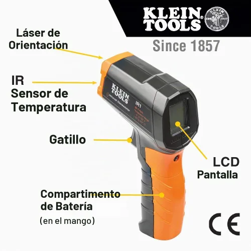 Vista 4 de Kit de prueba eléctrica Klein Tools 80067 con termómetro digital IR, multímetro, probador de voltaje sin contacto en forma de bolígrafo y probador