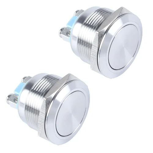 Vista 9 de Paquete de 2 interruptores de botón momentáneos de metal de 0.630 in, impermeables, IP66, terminales de tornillo antivandálicos de 12 V, 24 V, 36 V