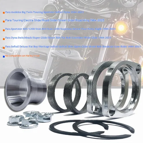 Vista 3 de Kit de brida de conos de par de escape para Harley Sportster Touring