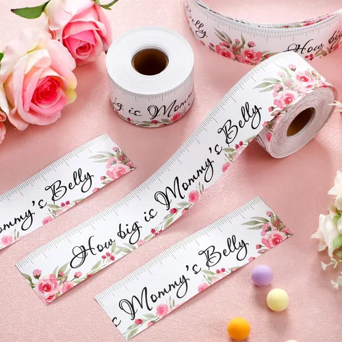 Vista 4 de Ctosree How Big Is Mommy's Belly Baby Shower Juego de adivinanzas para baby shower, regalos para niñas para ganadores, ideas de decoración de medida