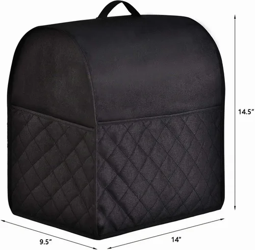 Vista 4 de Funda a prueba de polvo para batidora de pie de KitchenAid, con múltiples bolsillos para varios accesorios de electrodomésticos de cocina Negro