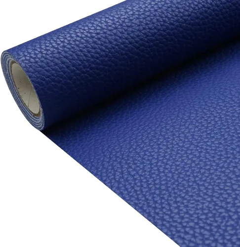 Vista 9 de Tela de cuero de imitación de textura litchi azul bebé PU 11.8x53.14 pulgadas (30x135 cm) de 1.13 mm de espesor para tapicería, manualidades