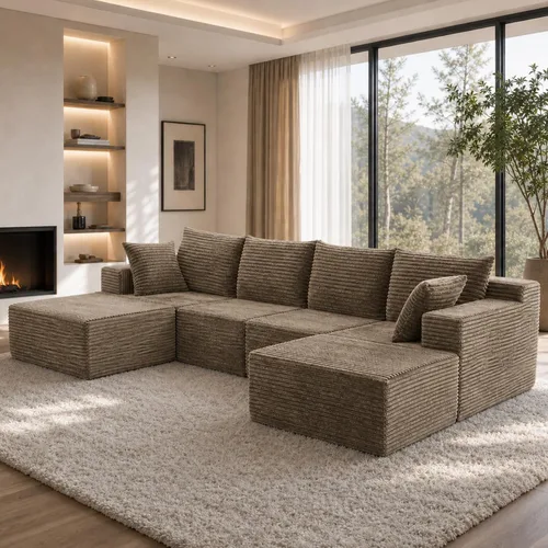 Vista 16 de Sofá modular modular en forma de U de 103 pulgadas con 2 otomanas Negro