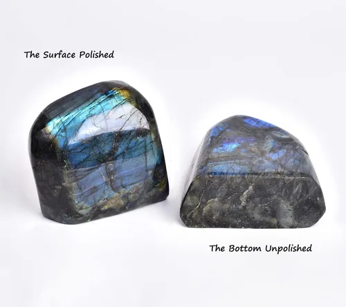 Vista 5 de AMOYSTONE Piedra decorativa única labradorita pulida losa cristal aura curación reiki decoración del hogar pequeña 0.8-1.3 libras