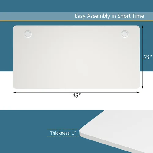 Vista 3 de Tangkula Universal Relevance - Mantel sólido de una pieza para marco de escritorio estándar y de pie, 48 x 24 pulgadas, mesa rectangular de oficina