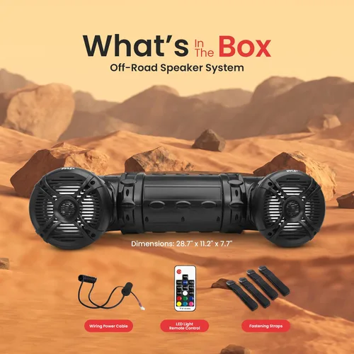Vista 2 de Altavoces Bluetooth Pyle 800 Vatios Sistema de Sonido Amplificado de 6.5 Pulgadas con Luces LED Multicolor, Altavoces Inalámbricos Bluetooth Marinos