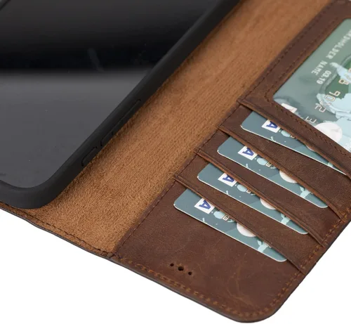 Vista 7 de VENOULT Funda tipo cartera para iPhone 14 Pro Max / 14 Pro / 14 Plus / 14, soporte magnético desmontable para tarjetas, protección RFID, carga