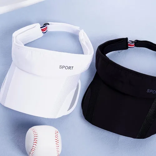 Vista 5 de Paquete de 2 sombreros de verano con visera para el sol, ajustable, para mujer, protección UV, con ala retráctil, viseras de tenis, multicolor