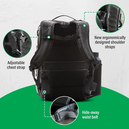 Vista 42 de COR Surf Mochila de viaje de mano Island Hopper 2.0 Mochila ultraligera aprobada para artículos personales 28L Negro Edición impermeable