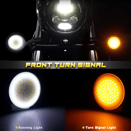 Vista 3 de NTHREEAUTO 1157 Luces de giro LED de 2 pulgadas estilo bala delanteras y traseras, kit de cubiertas de lentes ahumadas, bombillas SMD compatibles