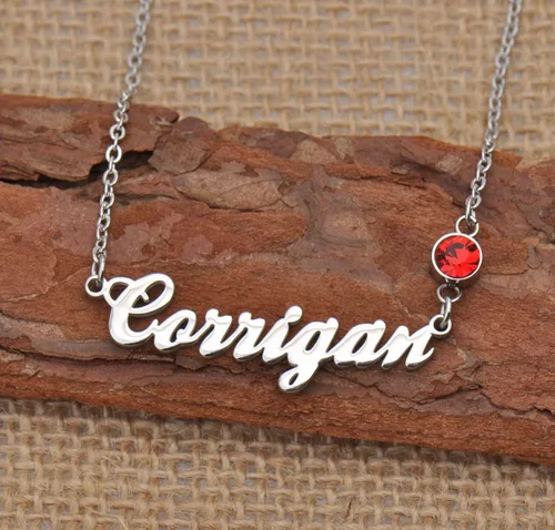 Vista 6 de GR859C Collar personalizado con inicial de piedra natal
