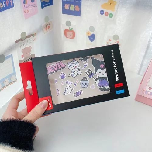 Vista 6 de Eamily Cute Kuromi Case Compatible with Nintendo Switch, Dockable Case Cover, Ergonomic Soft TPU Grip Case for Joycon, Sparkle Skin Set