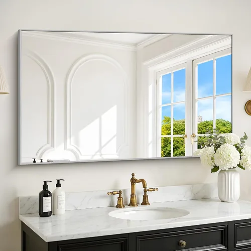 Vista 11 de DESBING 16"x20" Bathroom Mirror for Over Sink, Black Framed Wall Mirror Negro