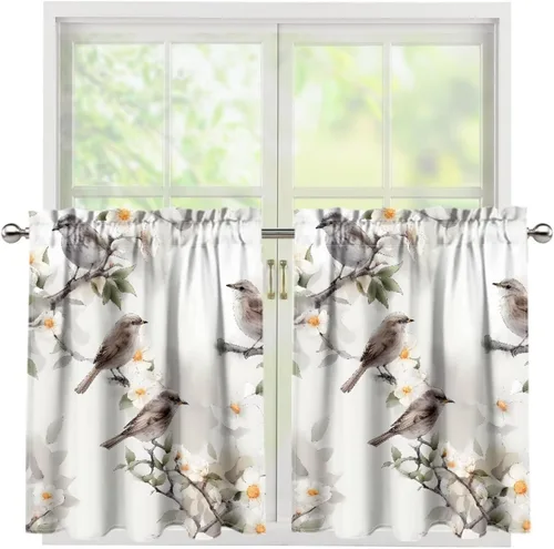 Vista 58 de God Bssing You Tier Curtains for July 4Th 2026 27.5x24 2 Panels Light Filtering Half Window Rod Pocket for Kitchen/Bathroom