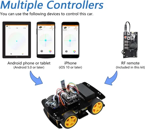 Vista 5 de Freenove Kit de coche 4WD con control remoto (compatible con Arduino IDE), seguimiento de línea, evitación de obstáculos, aplicación de control
