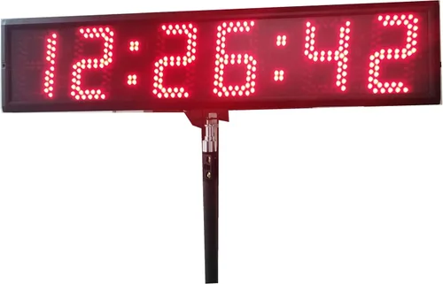 Vista 2 de Azoou - Reloj de 5 pulgadas con cuenta regresiva/progresiva de 6 dígitos LED con trípode para cronometraje de carreras deportivas, color rojo