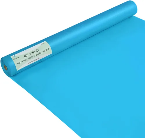 Vista 51 de Rollo de plástico para cubierta de mesa color verde manzana, 40 pulgadas x 100 pies, rollo de plástico resistente para cubierta de mesa de banquetes