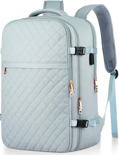 Vista 20 de MOMUVO Mochila de viaje para mujer, mochila de mano aprobada por aerolíneas, mochila para laptop de 15.6 pulgadas con puerto de carga USB, mochila