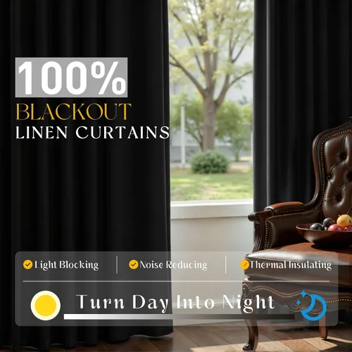Vista 6 de UHITECH - Cortinas opacas beige para sala de estar, cortinas cortas de 35 pulgadas para habitación, cortinas negras para ventanas pequeñas, paneles