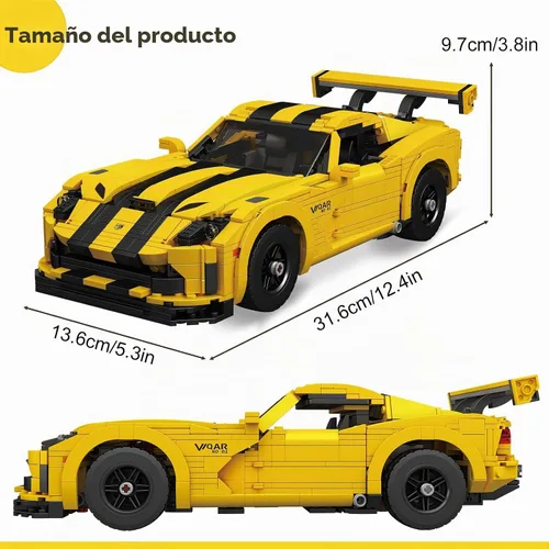 Vista 4 de Mould King 10046 Kits de Bloques de Construcción de Supercoches, Sets de Construcción de Modelos de Coches Dodge Viper, Regalo MOC de Coche