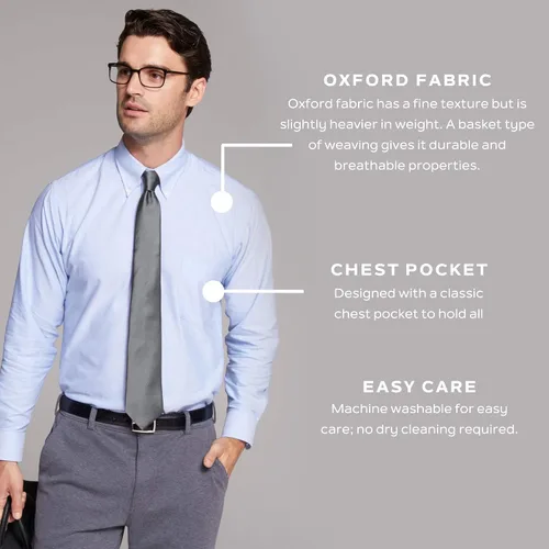 Vista 5 de Van Heusen Camisa de vestir para hombre corte regular Oxford lisa cuello con botones