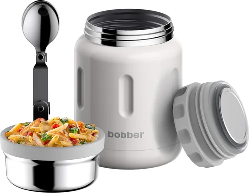 Vista 10 de BOBBER Tarro de alimentos aislado de acero inoxidable de 16 oz con boca extra ancha, cuchara y tazón integrados, mantiene el calor durante 10 horas