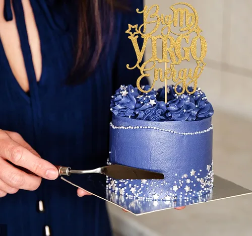 Vista 3 de Big Virgo Energy Cake Topper, feliz cumpleaños Virgo en agosto/septiembre, temporada de Virgo, 12 artículos de decoración de fiesta de cumpleaños