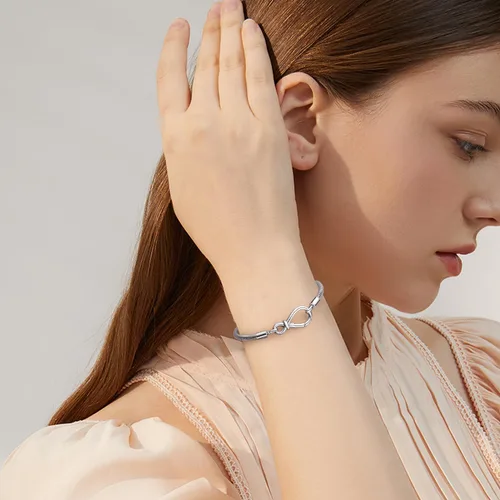 Vista 5 de LENDPLEX Pulsera de dijes para dijes, plata de ley S925 con cierre de corazón básico icónico de serpiente, pulsera de cadena de regalo para niñas