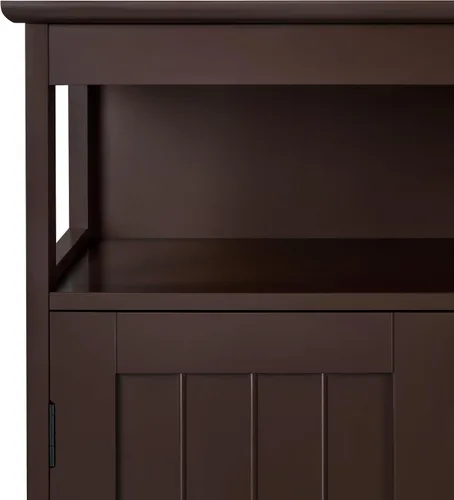Vista 6 de Topeakmart Armario de madera con puertas duraderas y estantes ajustables, armario interior de madera independiente para baño/sala de estar/pasillo