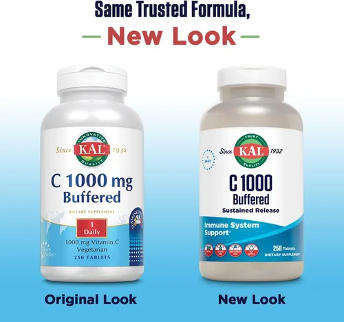 Vista 2 de KAL C 1000 Vitamina C 1000 mg de liberación sostenida tamponada - Suplemento de apoyo inmunológico para mujeres y hombres - Tabletas de vitamina C