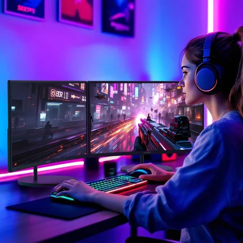 Vista 5 de Kado - Paquete de 2 monitores de computadora Dual 27" Curvo 1500R 1920x1080 75Hz FHD