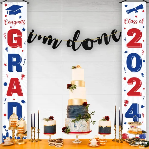 Vista 8 de KatchOn, Cartel de graduación de felicitaciones rojas y azules – 72 x 12 pulgadas, NO DIY, pancarta de puerta de graduación, decoraciones de puerta