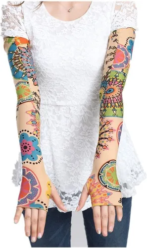 Vista 4 de Mangas de brazo de enfriamiento con estampado de vaca Protección UV Manos Brazo Cubierta de brazo largo Guante de manga