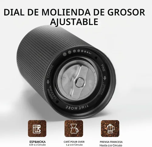 Vista 4 de TIMEMORE Molinillo de café manual de acero inoxidable con mango plegable, color castaño, C3 ESP PRO, ajuste interno ajustable, doble rodamiento