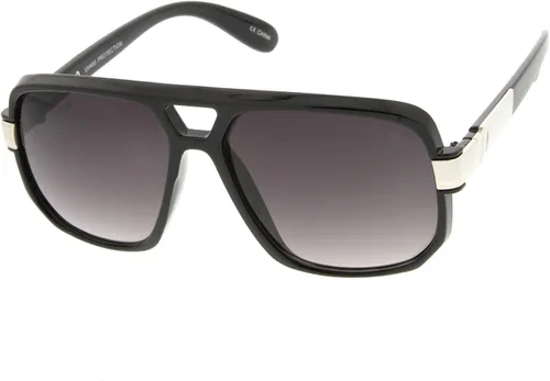 Vista 2 de Classic Flat Top Metal Accented Temples Clear Lens Square Aviator Glasses 56mm