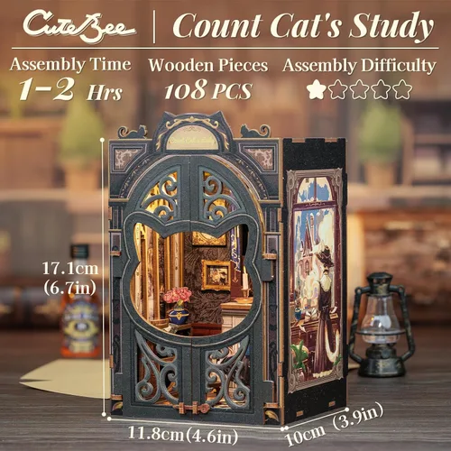 Vista 3 de CUTEBEE Kit de Libros para Rincón de Lectura - Kit de Casa en Miniatura de Bricolaje para Adultos y Adolescentes, Estantería para Libros de Casa