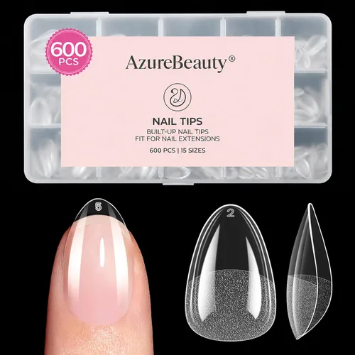 Vista 10 de Puntas de uñas cortas de almendra, 600 puntas de uñas de gel suave Almendra Corta