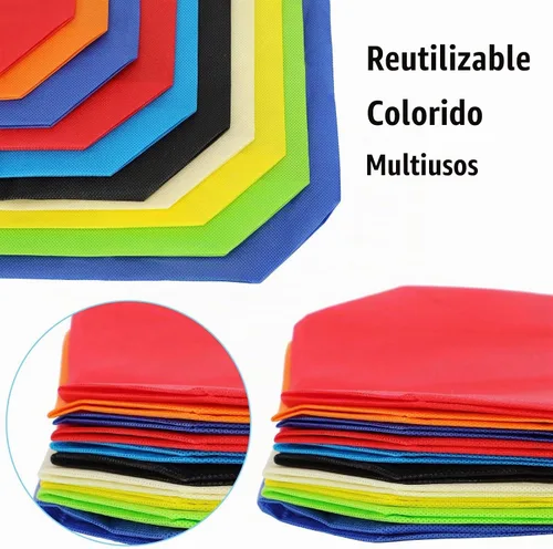 Vista 5 de Boao Paquete de 40 bolsas de compras reutilizables a granel de 14 x 10 x 4 pulgadas, bolsas de compras para comestibles, bolsas de tela no tejida