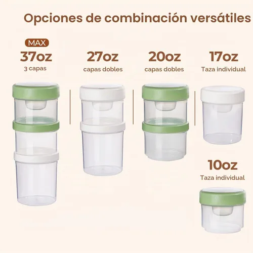 Vista 3 de ComSaf Paquete de 2 recipientes de avena con tapas de 27 onzas, vasos de plástico para yogur y parfait con cucharas plegables para llevar, tarros