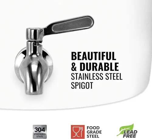 Vista 2 de Geo Sports Bottles Geo Sports - Dispensador de agua de cerámica de porcelana, grifo de acero inoxidable, válvula y tapa incluidas. Se adapta a Rayas