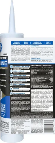 Vista 2 de GE Supreme - Calafateo de silicona para ventana y puerta, transparente, cartucho de 10 onzas líquidas, paquete de 12 – Sellador de silicona 100%