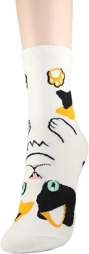 Vista 5 de DEARMY Calcetines de gato para mujer, regalos para mujeres y adolescentes, calcetines de diseño divertido, los mejores regalos de Navidad