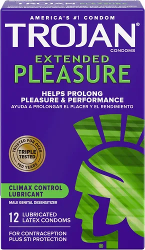 Vista 5 de Trojan Preservativos ultra acanalados para ultra estimulación, 36 unidades, 1 paquete y condones de placer extendido con control de clímax